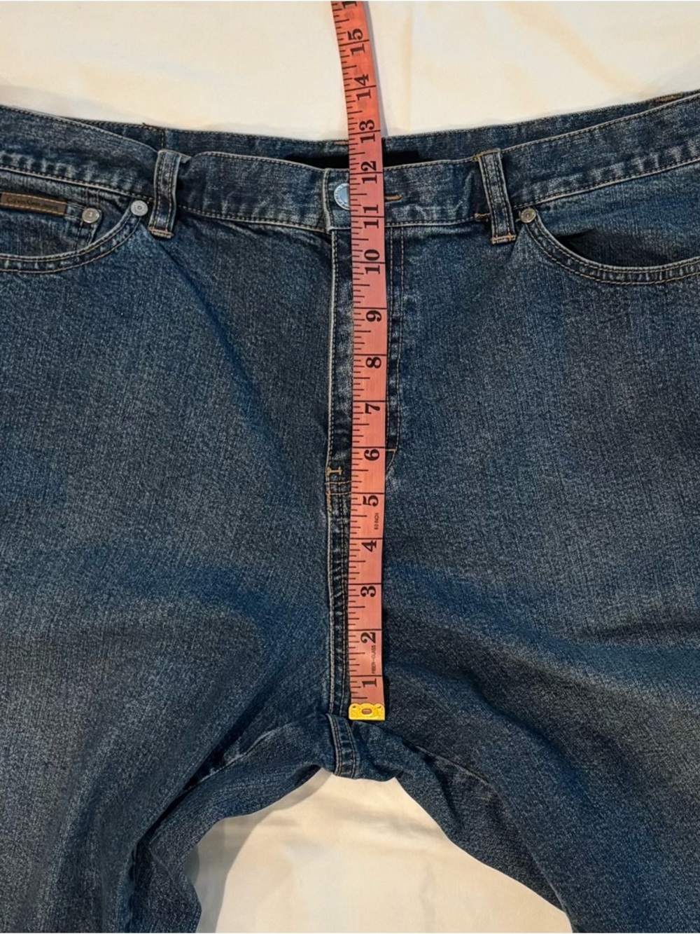 VTG Y2K Calvin Klein High Rise Straight Leg Blue Jeans Size 16 - Picture 6 of 9